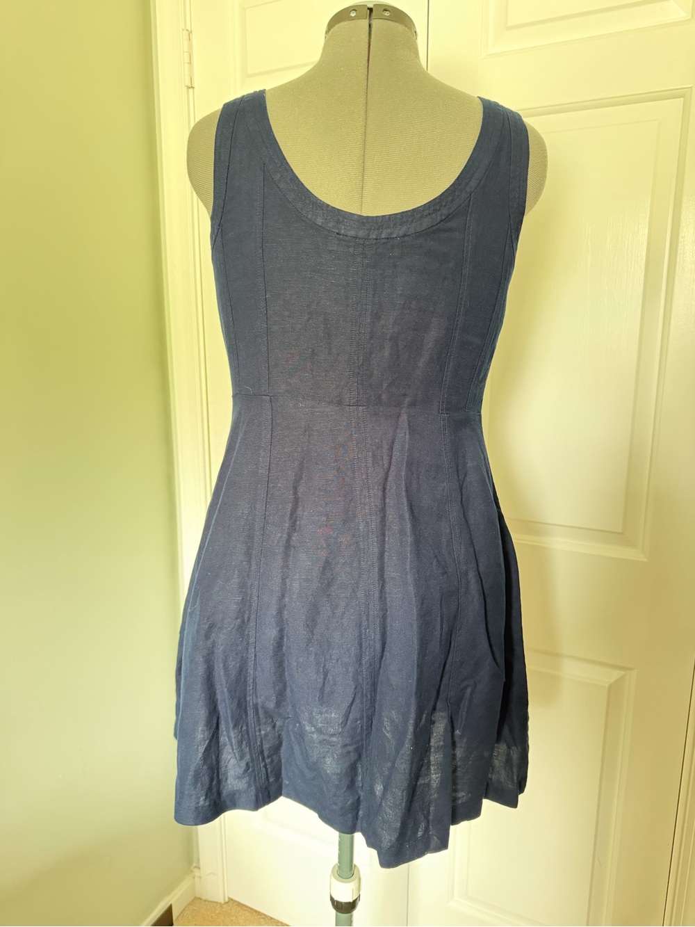 NWT LOFT Navy Sleeveless Button-Front Mini Dress 8 - Picture 3 of 8